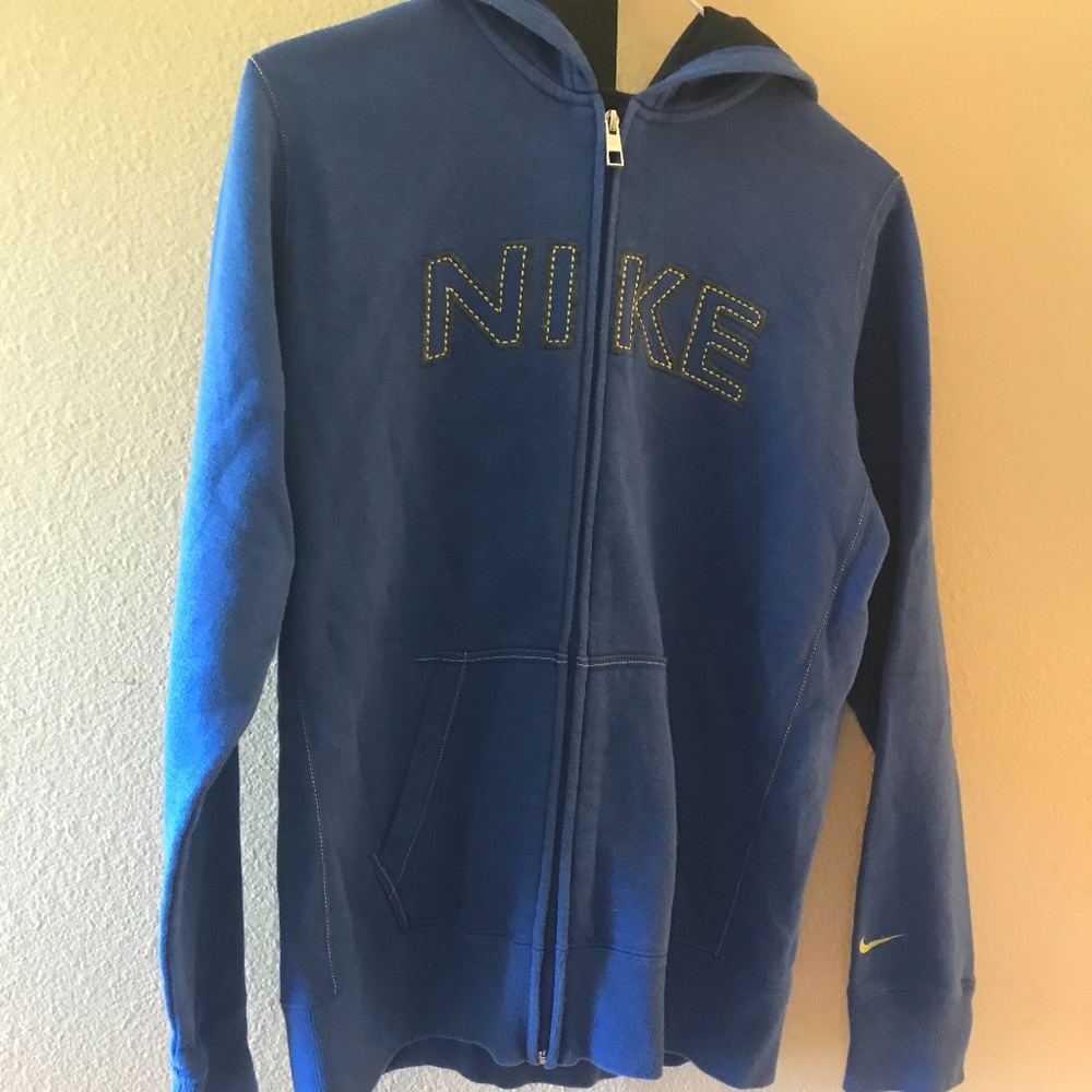 blue nike zip up hoodie